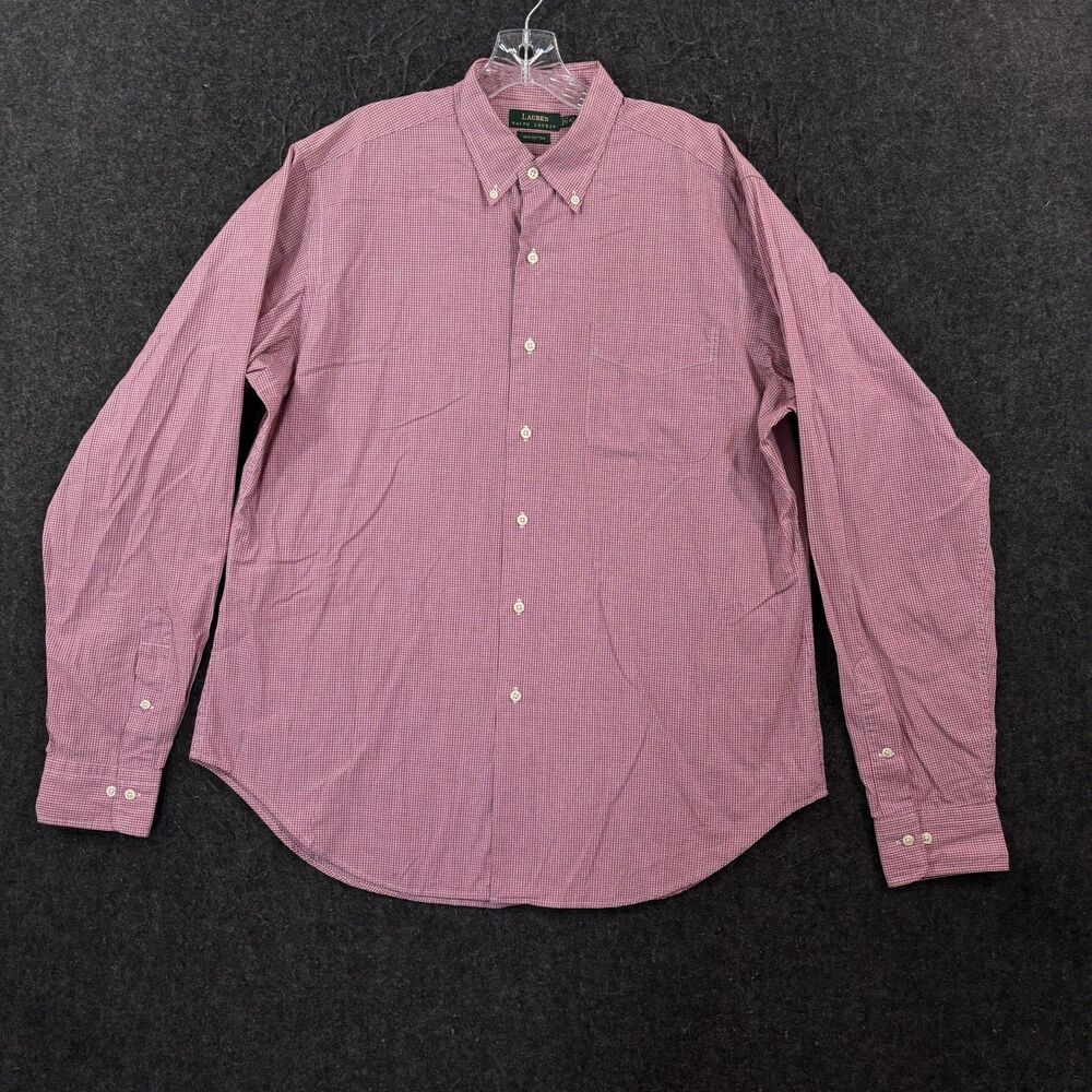 Lauren Ralph Lauren Shirt Men's Large Red Check Cotton Button Down Pocket